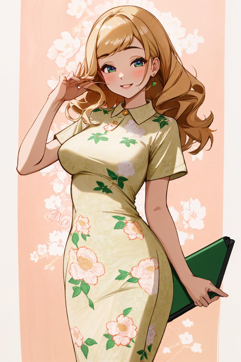 02266-534855247-4K, Masterpiece, highres, absurdres,extremely detailed eyes and face,smiling_pencil_dress, a woman wearing a pencil_dress with f.jpeg